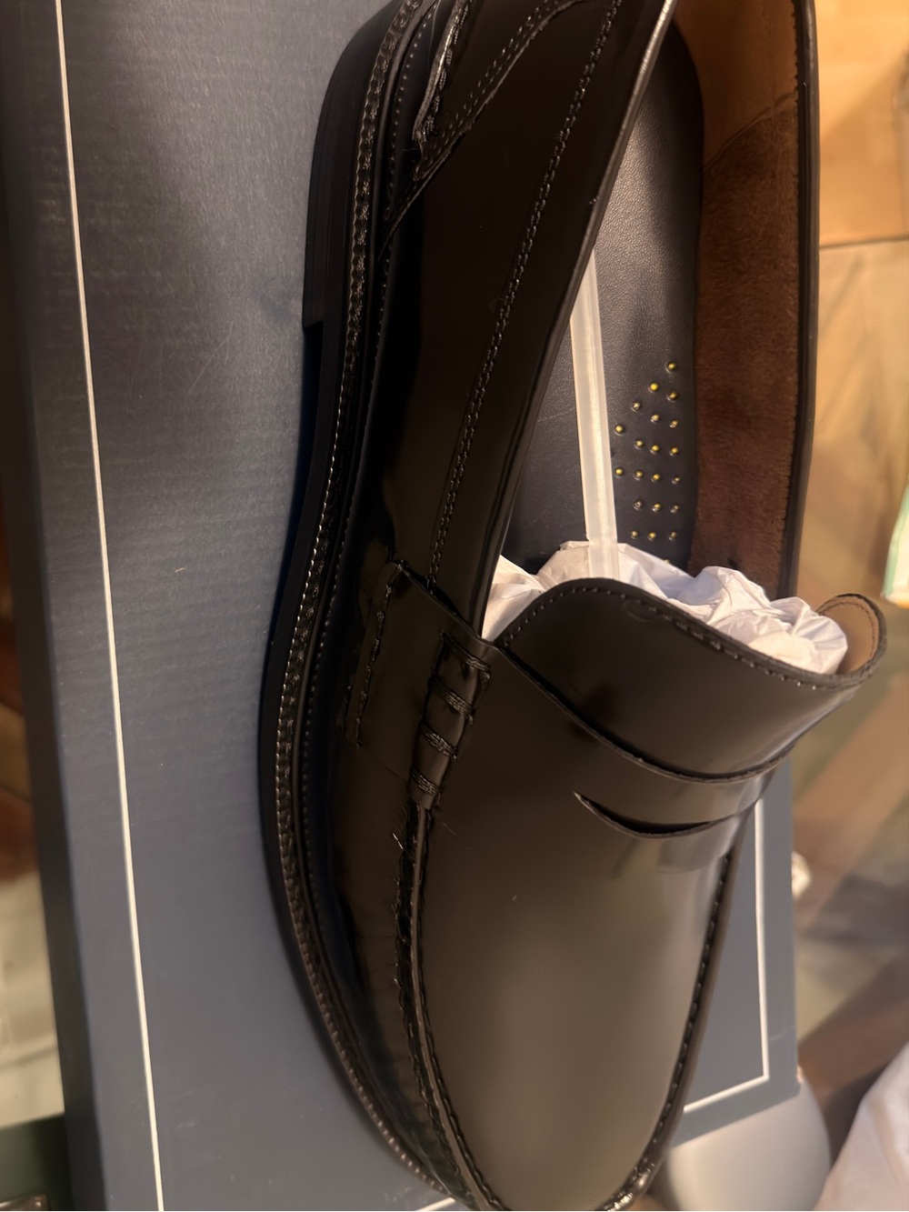 Cole Haan Black Leather Penny Loafers